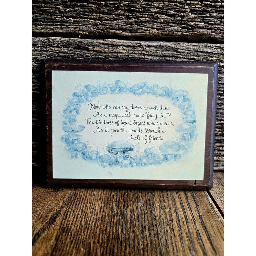 Vintage 1970s Russ Berrie “Fairy Ring” Mushroom Plaque – Woodland Poem Wall Art